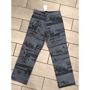 Babylon LA Men Abstract Print Denim Jeans Blue Black Straight Leg NWT Size 30
